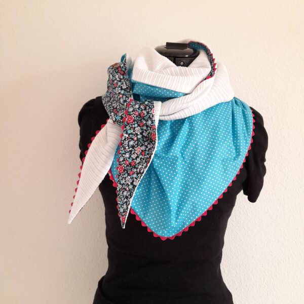 Chèche - pois turquoise