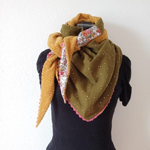 Chèche - kaki fleuri