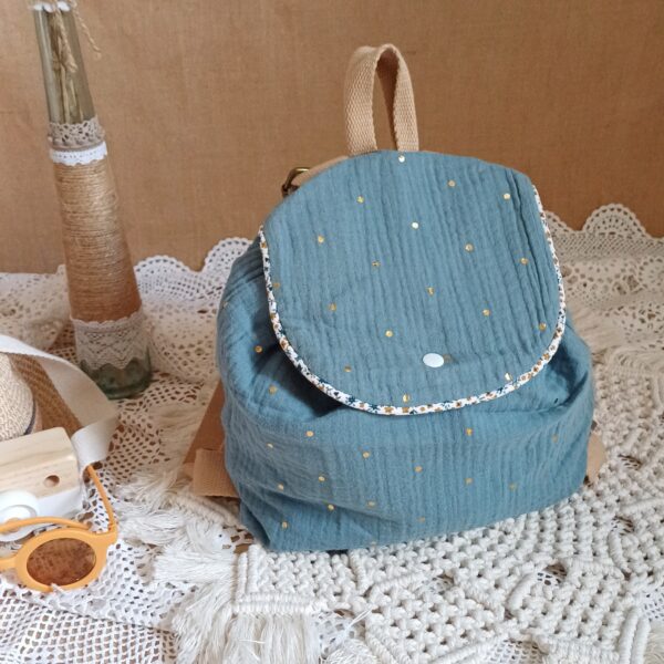 Sac à dos bleu pois brillant