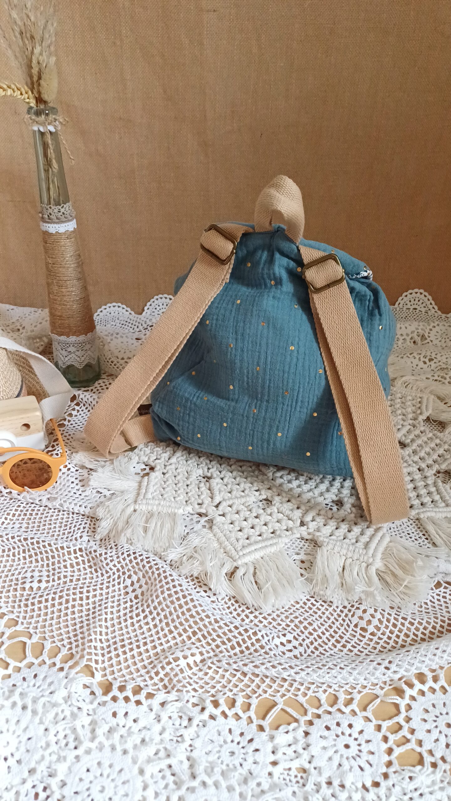 Sac à dos bleu pois brillant – Image 5